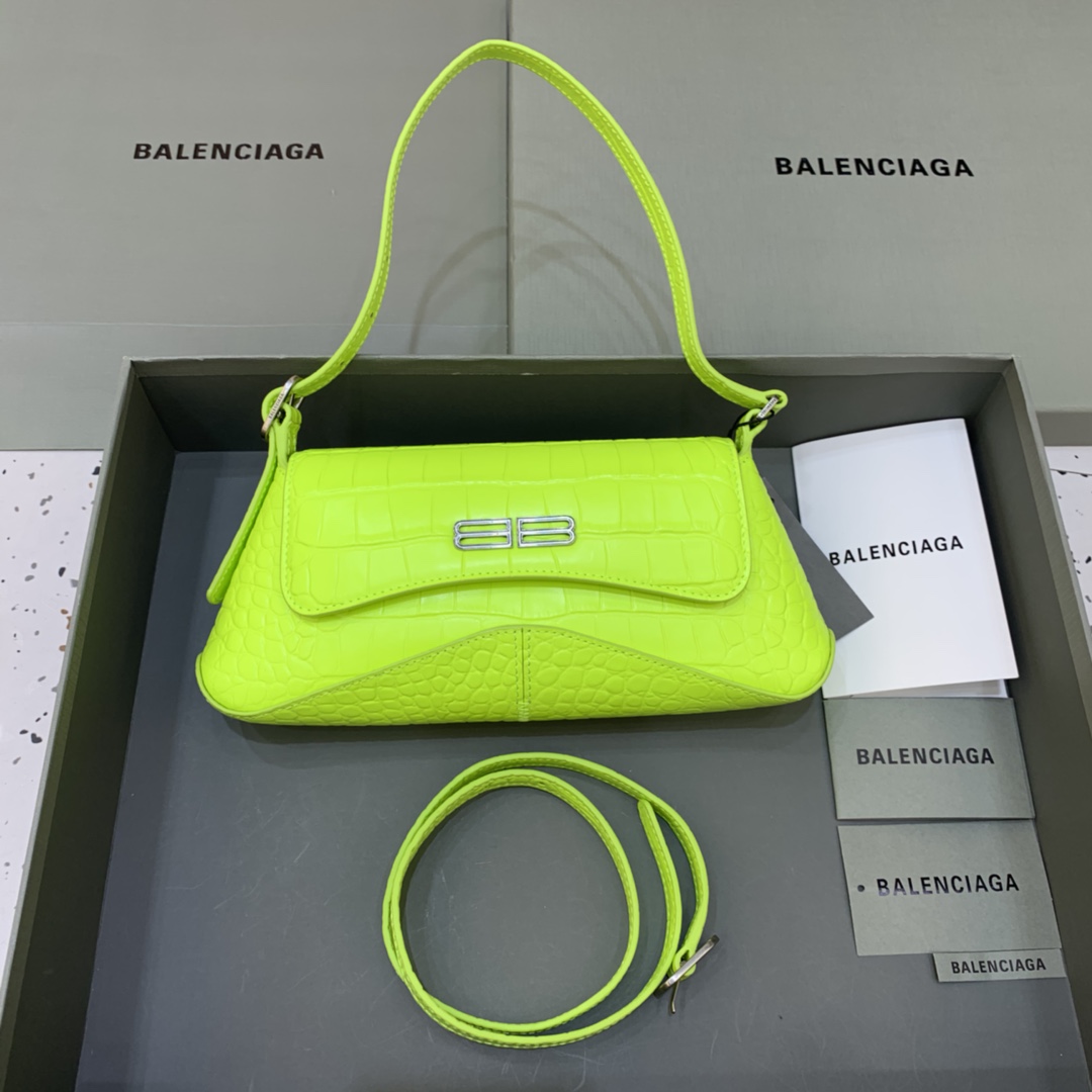 Balenciaga XX Small Flap Bag Crocodile Embossed Yellow